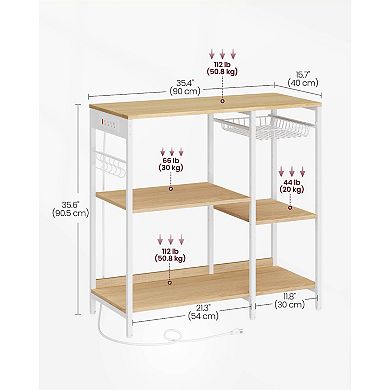 Kitchen Baker’s Rack with Power Outlet 4 AC Outlets, Adjustable Shelves