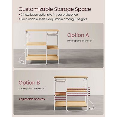 Kitchen Baker’s Rack with Power Outlet 4 AC Outlets, Adjustable Shelves