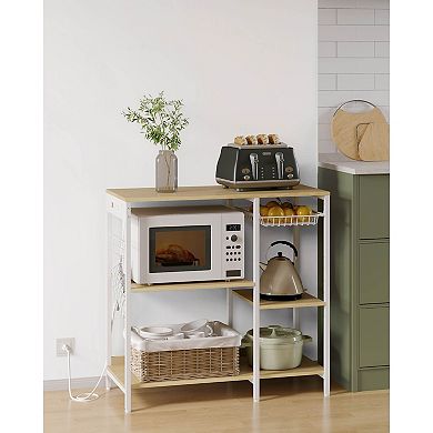 Kitchen Baker’s Rack with Power Outlet 4 AC Outlets, Adjustable Shelves