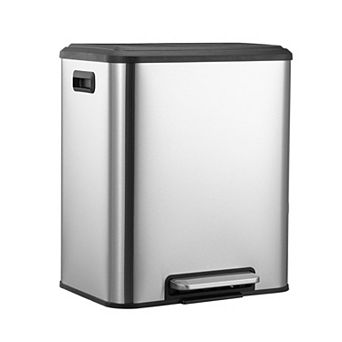 2-Pack 4 Gallon Stainless Steel Pedal Recycle Bins with Lids and Inner Buckets
