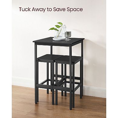 3-Piece Counter-Height Table and Stool Set with Footrests for Kitchen or Dining