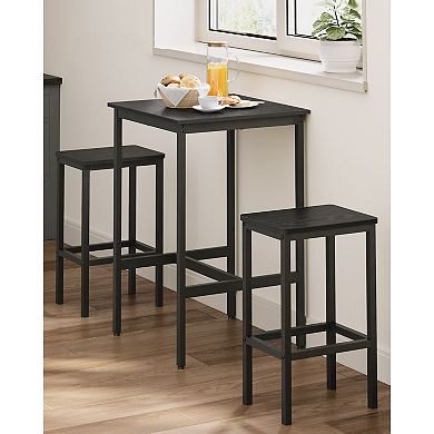 3-Piece Counter-Height Table and Stool Set with Footrests for Kitchen or Dining