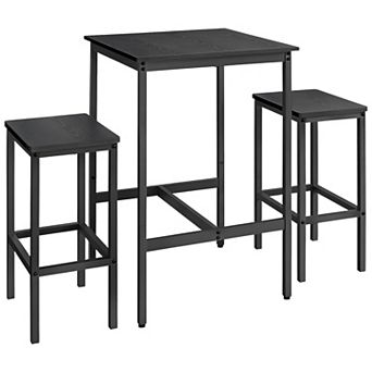 3 pc Counter-Height Table and Stool Set with Footrests for Kitchen or Dining