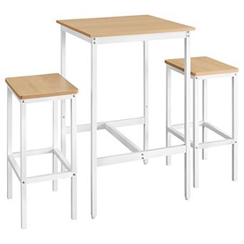 3 pc Counter-Height Table and Stool Set with Footrests for Kitchen or Dining