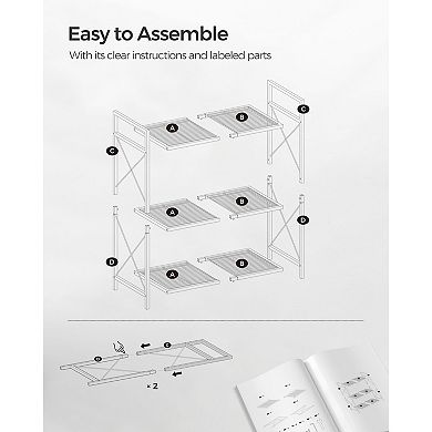 Wide 3-Tier Metal Storage Rack for Entryway Kitchen with Mesh Shelves and Casters - Metallic Gold