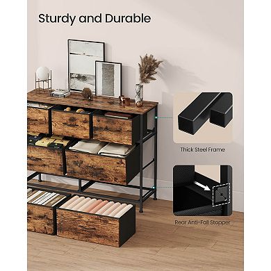 Modern Storage Dresser with Drawers, Steel Frame, and Adjustable Feet