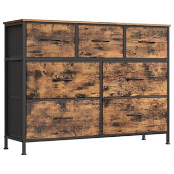 Modern Storage Dresser with Drawers, Steel Frame, and Adjustable Feet