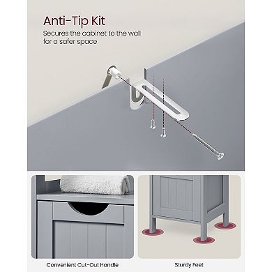 Corner Bathroom Storage Cabinet with Open Shelf and 2 Drawers in Dove Grey