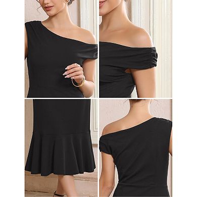 Women's One Shoulder Formal Dress Bodycon Fishtail Long Evening Cocktail Dresses