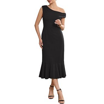 Women's One Shoulder Formal Dress Bodycon Fishtail Long Evening Cocktail Dresses