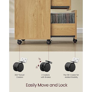 Mobile 2-Drawer File Cabinet, Home Office or Study Cabinet with Lockable Casters