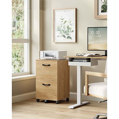 Mobile 2-Drawer File Cabinet, Home Office or Study Cabinet with Lockable Casters