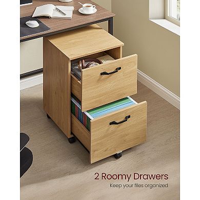 Mobile 2-Drawer File Cabinet, Home Office or Study Cabinet with Lockable Casters