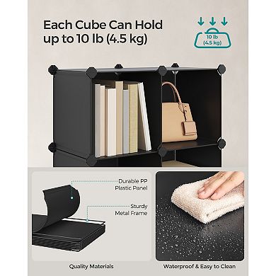 Versatile Plastic Storage Organizer, 16-Cube Unit, Black and White with Anti-Tip Kit