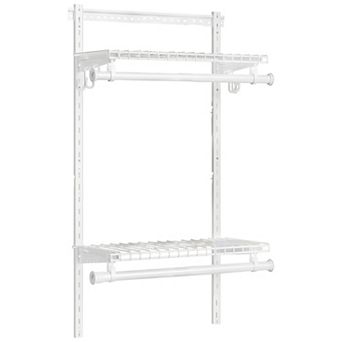Adjustable Closet Storage System with Shelves and Hanging Rods for Bedroom Organization