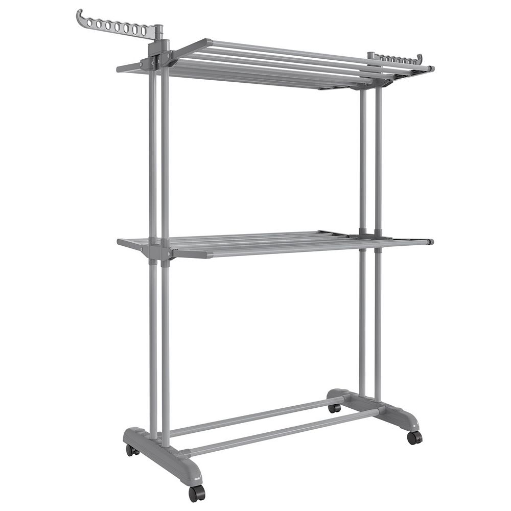 Multi-Tier Drying Rack with Rotating Wings for Laundry Room or Balcony Use