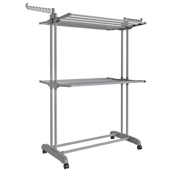Multi-Tier Drying Rack with Rotating Wings for Laundry Room or Balcony Use