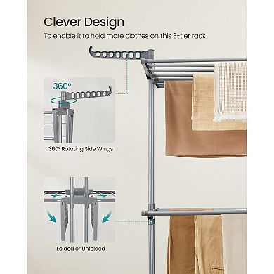 Multi-Tier Drying Rack with Rotating Wings for Laundry Room or Balcony Use
