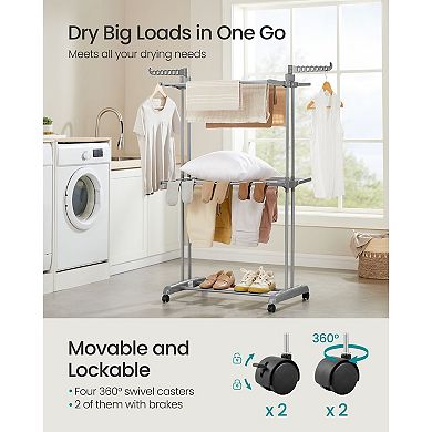 Multi-Tier Drying Rack with Rotating Wings for Laundry Room or Balcony Use