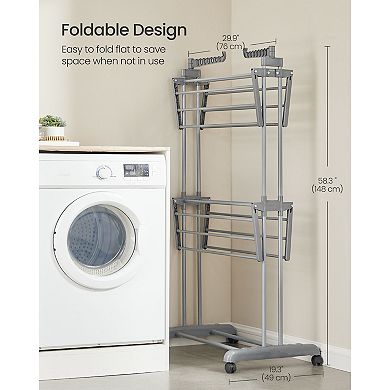 Multi-Tier Drying Rack with Rotating Wings for Laundry Room or Balcony Use