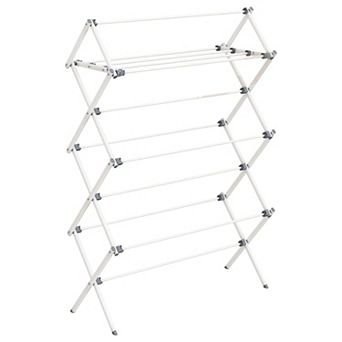Compact Folding Drying Rack with 12 Rods for Bathroom or Laundry Room - Pearl White