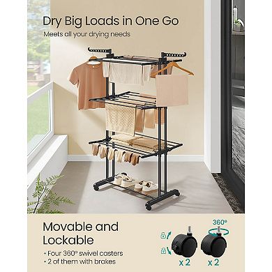 4-Tier Drying Rack with Rotating Wings for Indoor or Outdoor Laundry Use - Ink Black