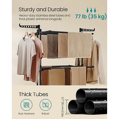 4-Tier Drying Rack with Rotating Wings for Indoor or Outdoor Laundry Use - Ink Black