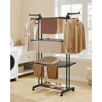 4-Tier Drying Rack with Rotating Wings for Indoor or Outdoor Laundry Use - Ink Black