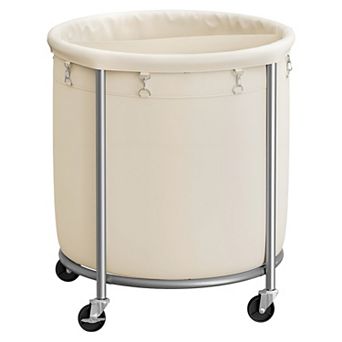 63.4-Gallon Laundry Cart on Casters, 2 Compartments and Rust-Resistant Steel Frame