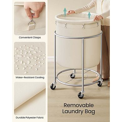 63.4-Gallon Laundry Cart on Casters, 2 Compartments and Rust-Resistant Steel Frame