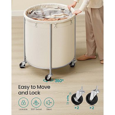 63.4-Gallon Laundry Cart on Casters, 2 Compartments and Rust-Resistant Steel Frame