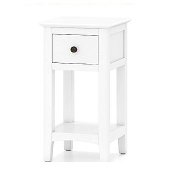 Gymax Nightstand 3 tier Bedside Table w/ Open Storage Shelf & Narrow Side Table