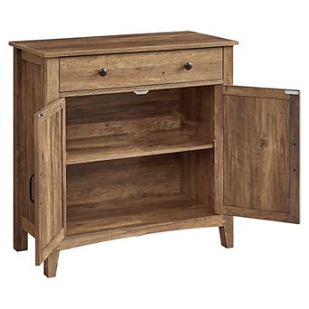 Sideboard Buffet Cabinet with Barn Doors and Adjustable Shelves Honey Brown Finish