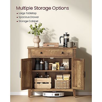 Sideboard Buffet Cabinet with Barn Doors and Adjustable Shelves Honey Brown Finish