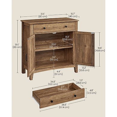 Sideboard Buffet Cabinet with Barn Doors and Adjustable Shelves Honey Brown Finish