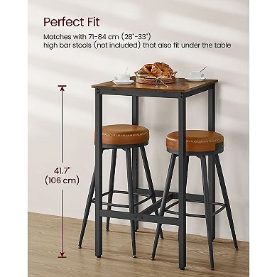 Counter-Height Pub Table with Footrest and Adjustable Feet for Kitchen or Dining