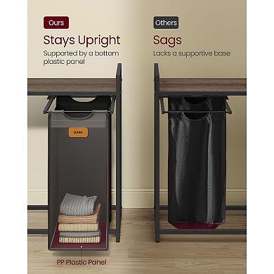 Laundry Cart with 2 Baskets, 4 Wheels and Adjustable Feet for Easy Storage