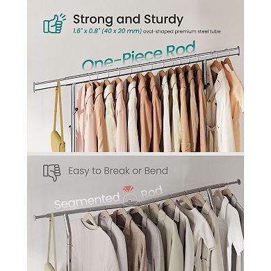 Adjustable Steel Garment Rack with Locking Casters for Bedroom or Laundry Room
