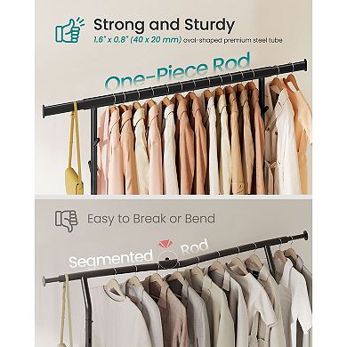 Adjustable Steel Garment Rack with Locking Casters for Bedroom or Laundry Room