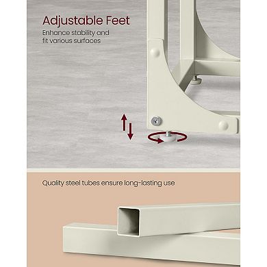 Small C-Shaped End Table, Multi-Use for Laptop, Dining, or Bedside, Cream White