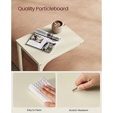 Small C-Shaped End Table, Multi-Use for Laptop, Dining, or Bedside, Cream White