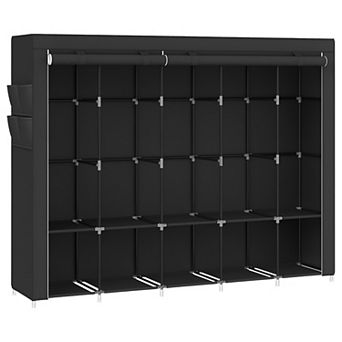 Portable Wardrobe Closet with Shelves for Bedroom, Apartment, or Guest Room Ink Black