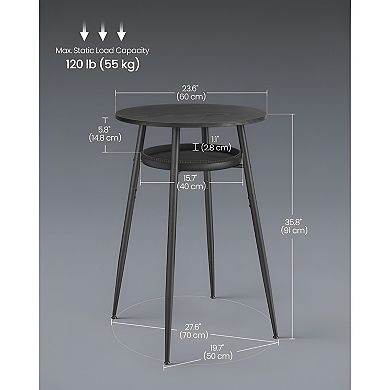 Compact Round Bar Table with Storage Tray, Elegant Design