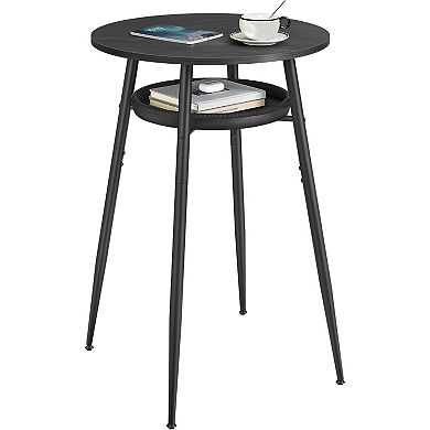Compact Round Bar Table with Storage Tray, Elegant Design