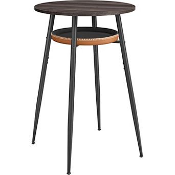 Compact Round Bar Table with Storage Tray, Elegant Design