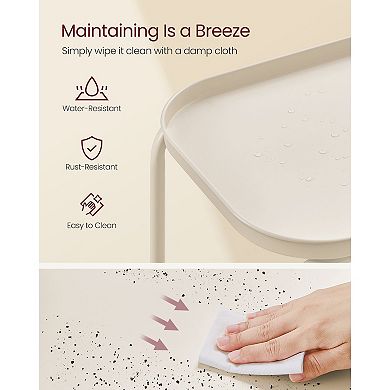 Small End Table with Tray Guard Rails, 2-Shelf Side Table for Bedroom or Bathroom