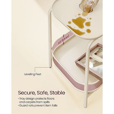 Small End Table with Tray Guard Rails, 2-Shelf Side Table for Bedroom or Bathroom