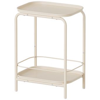 Small End Table with Tray Guard Rails, 2-Shelf Side Table for Bedroom or Bathroom