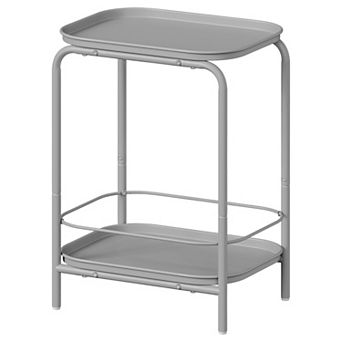 Small End Table with Tray Guard Rails, 2-Shelf Side Table for Bedroom or Bathroom