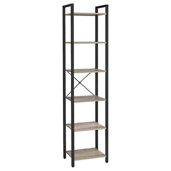 Freestanding 6 tier Storage Shelf, Steel Frame with Particleboard for Bathroom or Entryway